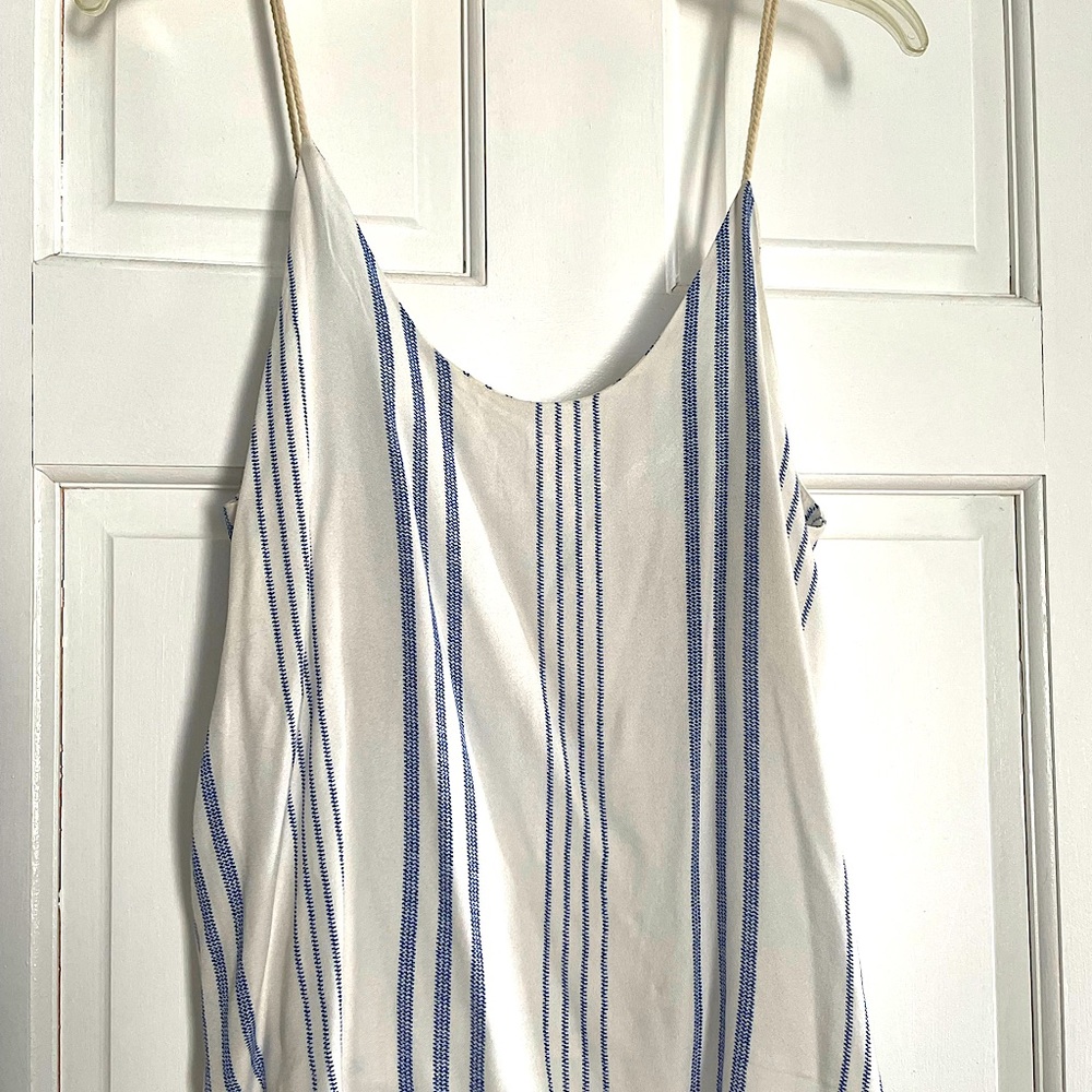 Blue and white striped tank top
